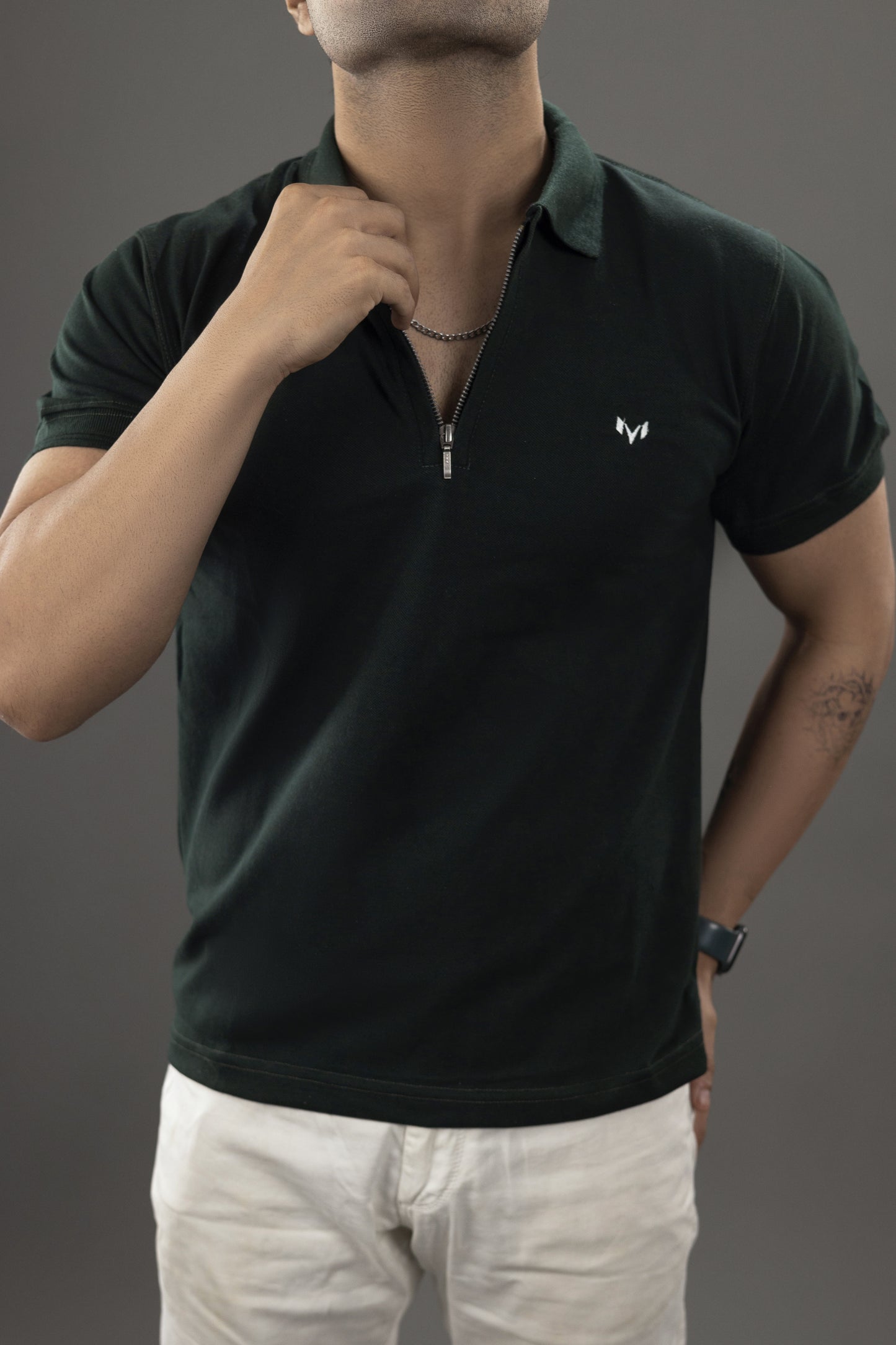 Hidden Zipper Polo Bottle Green