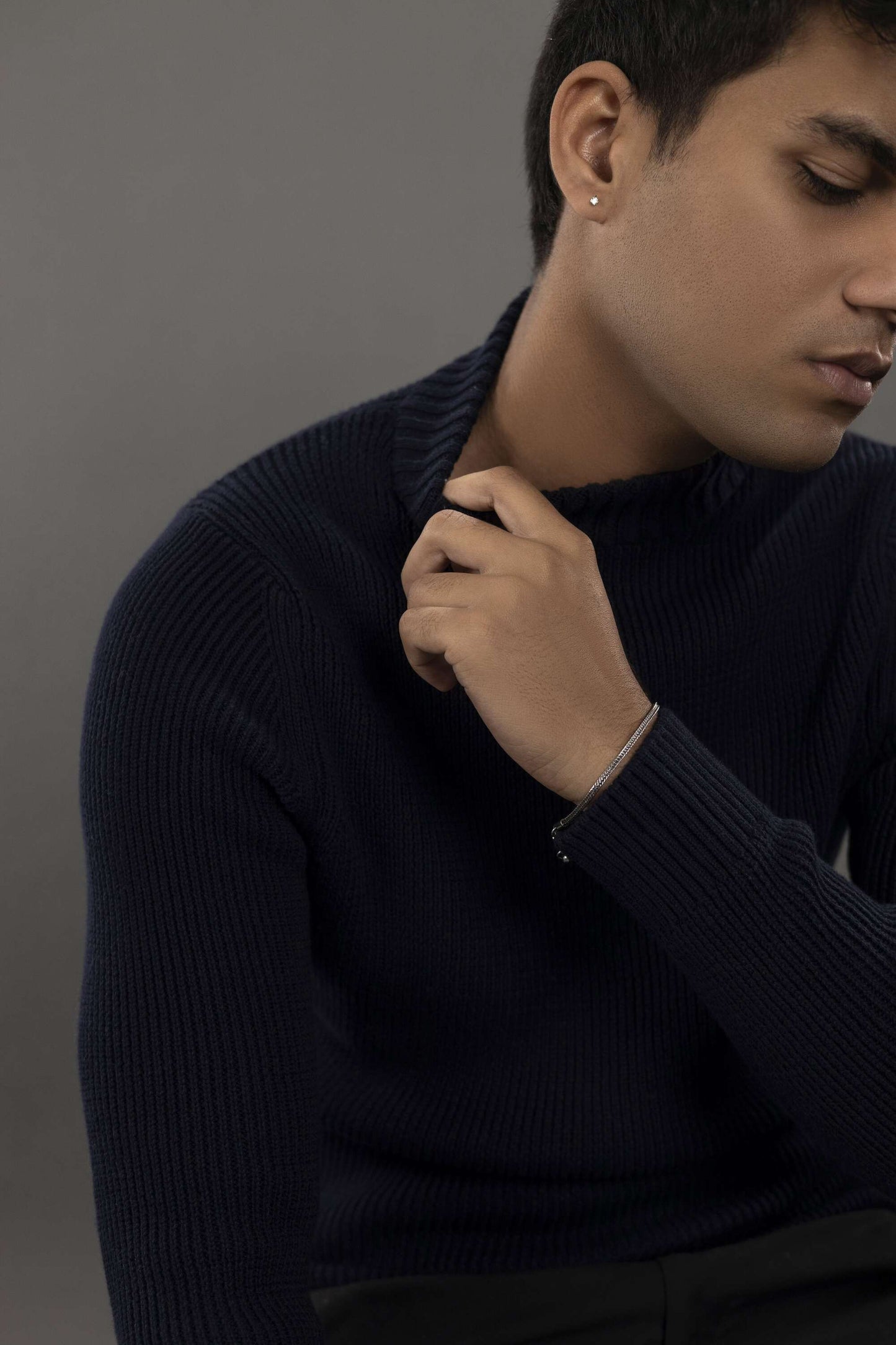 Dark Navy Mock Neck